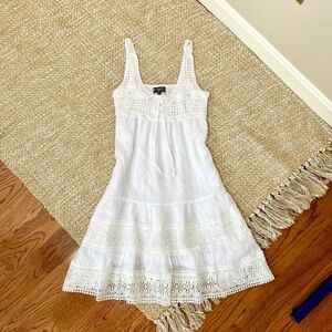 vintage white babydoll tiered flowy summer dress